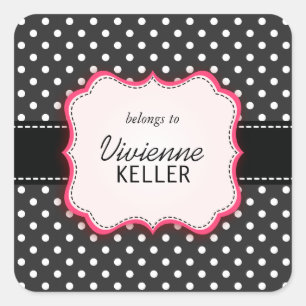 Roze en Polka Dots Vierkante Sticker