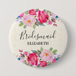  roze en pony Border Bridesmaid Ronde Button 7,6 Cm