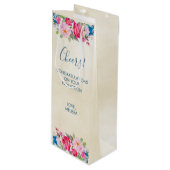  roze en pony border Cheers! Wijn Cadeautas (Voorkant Gekanteld)