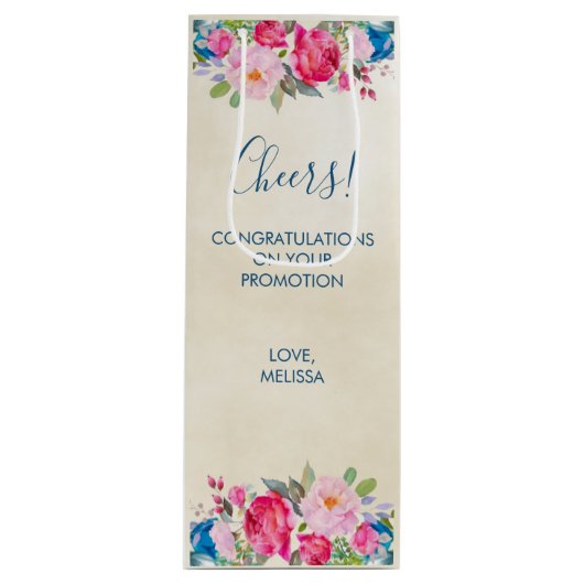  roze en pony border Cheers! Wijn Cadeautas (Voorkant)