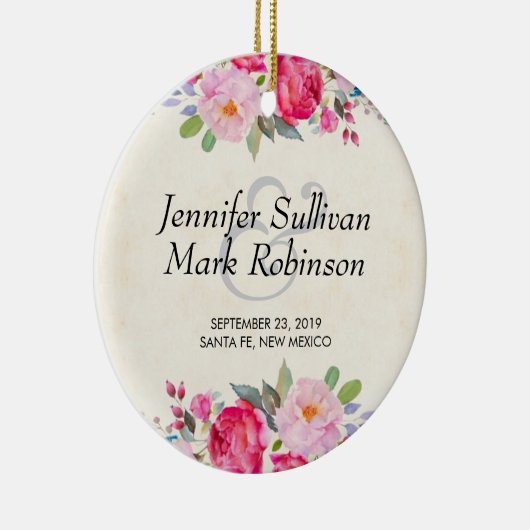 roze en pony border Wedding and Pony Keramisch Ornament (Rechts)