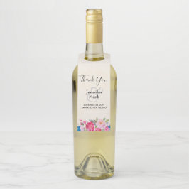 roze en pony Border Wedding Bedankt Flessenhanger