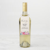 roze en pony Border Wedding Bedankt Flessenhanger (Op fles)