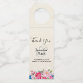 roze en pony Border Wedding Bedankt Flessenhanger (Voorkant)