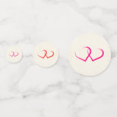  roze en pony Border Wedding Hearts Confetti (Achterkanten)