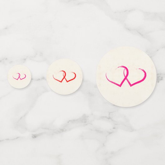  roze en pony Border Wedding Hearts Confetti (Achterkanten)