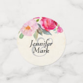  roze en pony Border Wedding Hearts Confetti (Kleine voorkant)