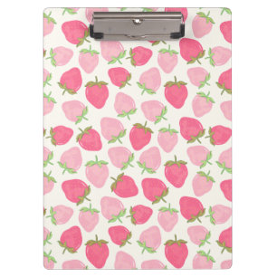 Roze en preppy fruitige aardbeien klembord
