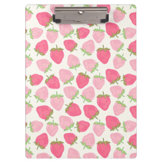 Roze en preppy fruitige aardbeien klembord
