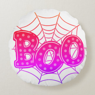 Roze en Preppy Spiderwebs Halloween Ronde Kussen