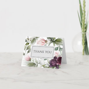 Roze en pruim botanische charme bedankkaart