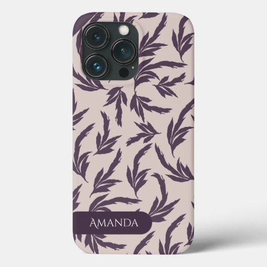 Roze en pruim en witte bladeren Case-Mate iPhone case (Achterkant)
