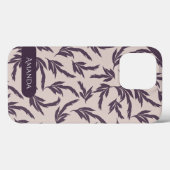 Roze en pruim en witte bladeren Case-Mate iPhone case (Achterkant (horizontaal))