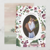 Roze en pruim Moderne vakantie fotokaart Feestdagenkaart (Voorkant / Achterkant)