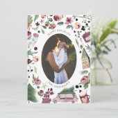 Roze en pruim Moderne vakantie fotokaart Feestdagenkaart (Staand voorkant)