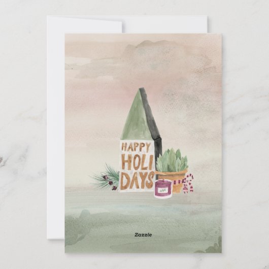 Roze en pruim Moderne vakantie fotokaart Feestdagenkaart (Achterkant)