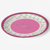 Roze en pruim patroon bruiloft papieren bordje (Gekanteld)