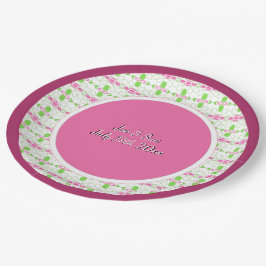 Roze en pruim patroon bruiloft papieren bordje