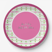 Roze en pruim patroon bruiloft papieren bordje (Voorkant)