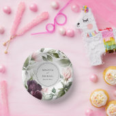 Roze en pruimelbotanische bruiloft papieren kommen (Feest)