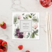 Roze en pruimelbotanische bruiloft servet (Insitu)