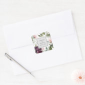 Roze en pruimelbotanische bruiloft vierkante sticker (Envelop)