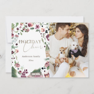 roze en pruimen moderne kalligrafie foto feestdagenkaart