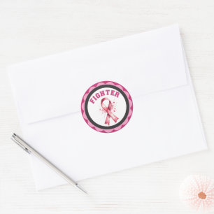 Roze en Prullerige Bloemige Borstkanker Ronde Sticker