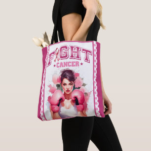 Roze en Prullige Bloemige Borstkanker Tote Bag