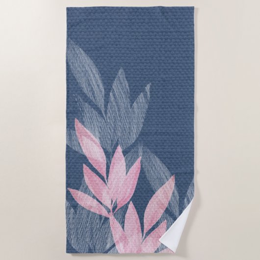 Roze en Punk Abstract Navy Roze Waterverf Strandlaken (Voorkant)