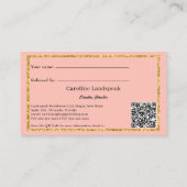 Roze en QR-code, een vriend raadplegen Aanbevelingskaartje (Achterkant)