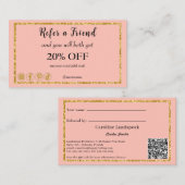Roze en QR-code, een vriend raadplegen Aanbevelingskaartje (Voorkant / Achterkant)