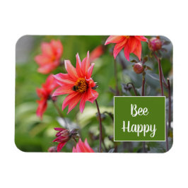 Roze en Red Dahlia zijn Happy Flowers Motivatie Magneet