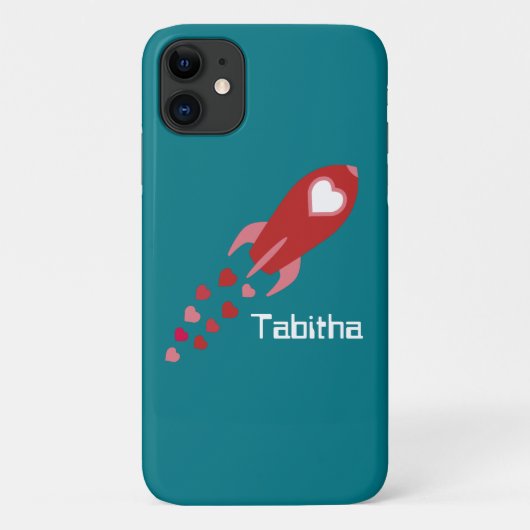 Roze en Red Love Space Ship Case-Mate iPhone Case (Achterkant)