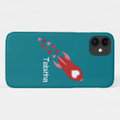 Roze en Red Love Space Ship Case-Mate iPhone Case (Achterkant (horizontaal))