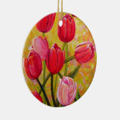 Roze en Red Tulip Bouquet Keramisch Ornament (Rechts)