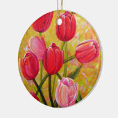 Roze en Red Tulip Bouquet Keramisch Ornament (Links)