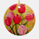 Roze en Red Tulip Bouquet Keramisch Ornament (Achterkant)