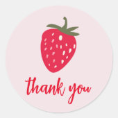 Roze en rode aardbei Baby shower Dank u Ronde Sticker (Voorkant)