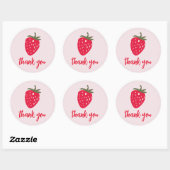 Roze en rode aardbei Baby shower Dank u Ronde Sticker (Vel)