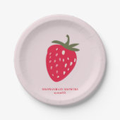Roze en rode aardbei Baby shower Papieren Bordje (Voorkant)