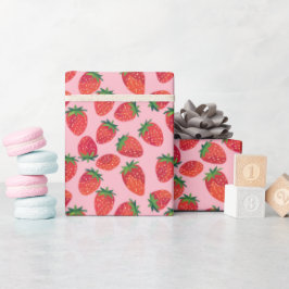 Roze en rode aardbei cadeaupapier