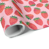 Roze en rode aardbei cadeaupapier (Rol Hoek)