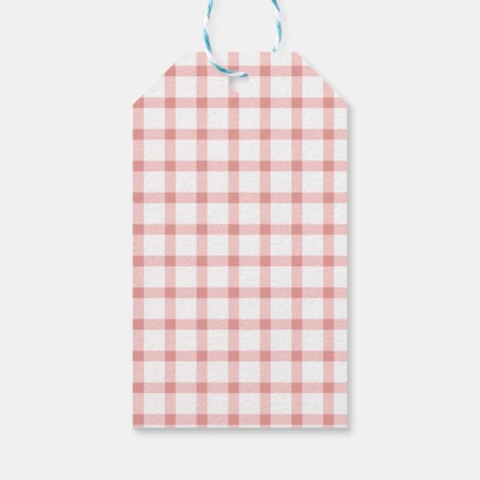 Roze en rode aardbei eerste verjaardag cadeaulabel (Achterkant)