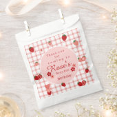 Roze en Rode Aardbei Eerste Verjaardag gunstzak Bedankzakje (Geknipt)