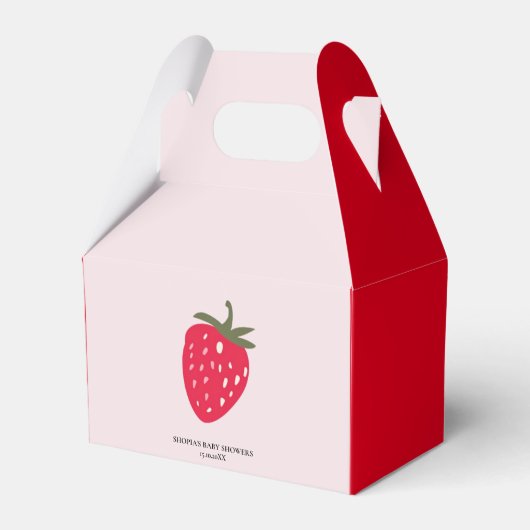 Roze en rode aardbeien Baby shower Bedankdoosjes (Voorkant Zijde)