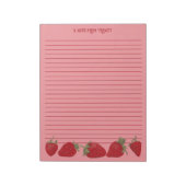 Roze en rode aardbeien bekleed briefpapier notitieblok (Linkerzijde)