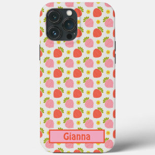 Roze en rode aardbeien en margrieten Case-Mate iPhone case