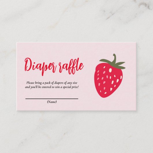 Roze en rode aardbeien luier Raffle Informatiekaartje (Voorkant)