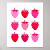 Roze en rode aardbeien poster (Voorkant)